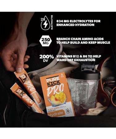 PURE KICK PRO Hydration M lange boisson lectrolyte p che et mangue comprend 1 bo te de 6 paquets dans chaque bo te - Buy Online on GoSupps.com