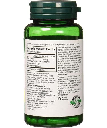 Mason Natural Black Cohosh Extract 60 Capsules - Standardized Herbal Supplement - Buy Online on GoSupps.com