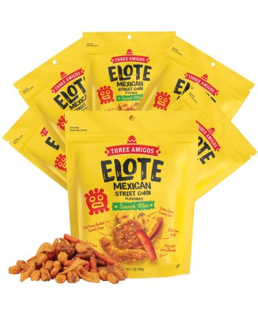 Three Amigos - Elote Mexican Street Corn Snack Mix (6 Pack - 7 oz Snack Bag) - Deliciously Crunchy, Tangy, Hot, Sweet & Spicy Snacks & Chips- Gourmet Roasted Variety Food Snacks for Adults and Kids (ELOTO MIX 7 oz. 6 Pack) 7 Ounce (Pack of 6)