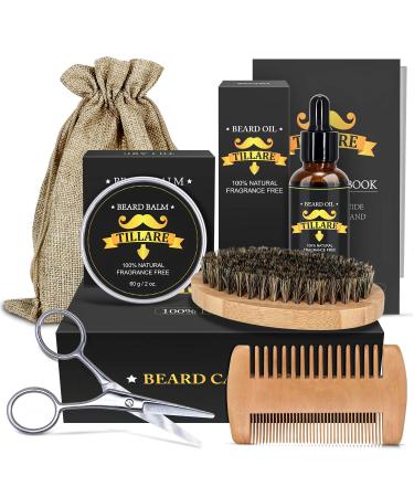 Beard Kit - Beard Grooming Kit Men Gifts with Beard Oil, Beard Balm, Beard Comb, Beard Brush, Mustache Scissors - Birthday Gifts for Men Husband Dad Boyfriend Brother Cousin Friends beard care