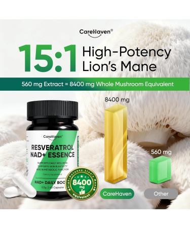 CareHaven NAD+ Resveratrol Essence Capsules - 5mg NAD+ & Lion's Mane Mushroom - Supports Healthy Cell Function & Daily Wellness - 60 Active Dietary Capsules (1PCS) - Buy Online on GoSupps.com