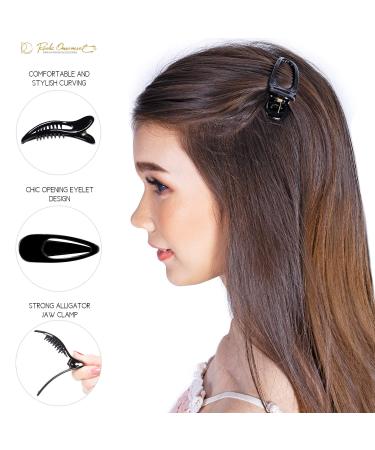 RC Roche 6 Pack Crocodile Hair Clips for Women - Duck Beak Non-Slip Wide Teeth Alligator Clamps - Small Black Hair Accessories - Buy Online on GoSupps.com