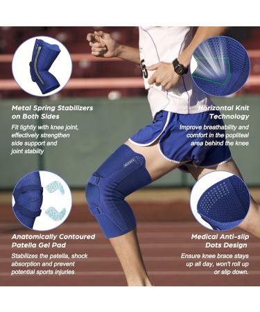 NEENCA Knee Brace for Pain Relief | Compression Support for Meniscus Tear ACL PCL Arthritis | Gel Pads & Stabilizers | Medium Navy Blue - Buy Online on GoSupps.com