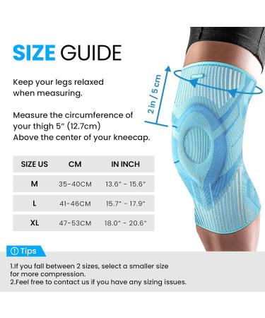 Buy Welnove Knee Brace Sleeves for Pain Relief - Compression Support with Stabilizers & Gel Pad | 2 Pack Blue Large for Men & Women - Ideal for Workouts Running & Climbing - Buy Online on GoSupps.com