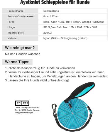 Buy Aystkniet Bungee Tow Leash for Dogs - Shock-Absorbing Padded Handle Reflective Lockable Hooks - 3m to 20m Options for Medium & Large Dogs - Buy Online on GoSupps.com