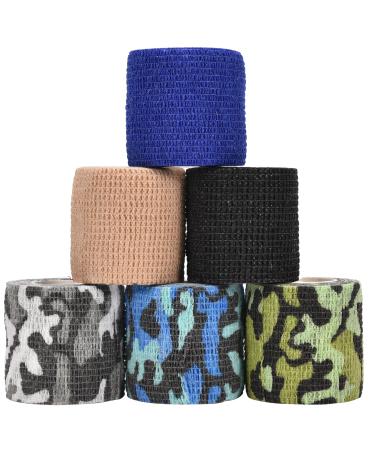 Vet Wrap Cohesive Bandages Non-Woven Pet Tape Bulk Self Adherent Wrap for Horse Dogs Pet Animals 2 Inch x 5 Yards 2in Mix2