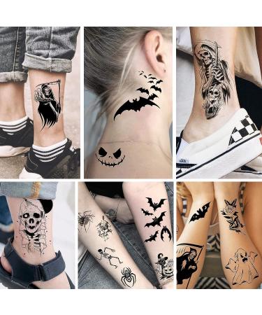 45 Sheets Halloween Temporary Tattoos For Kids Women Men 3D Scary Skeleton Skull Fake Tattoos Sticker For Adults Small Ghost Vampire Bat Pumpkin Spider Devil desigh Tatoos - Buy Online on GoSupps.com