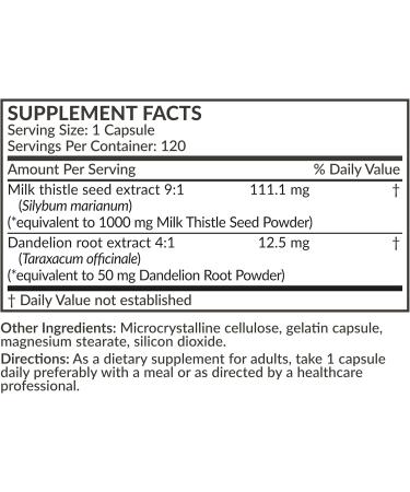 Futurebiotics Milk Thistle Silymarin Marianum & Dandelion Extract Liver Health Support Antioxidant Support Detox 120 Capsules 120 Count (Pack of 1) - Buy Online on GoSupps.com