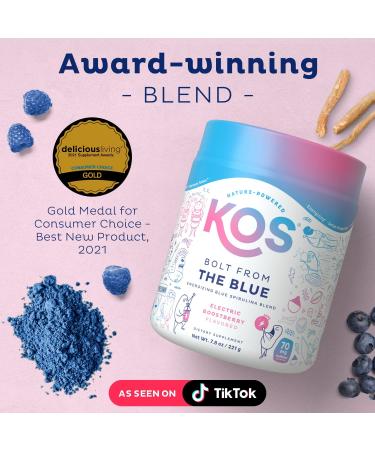KOS Bolt from the Blue: Energizing Blue Spirulina Blend - Electric Boostberry Flavor | 8.36 oz - Buy Online on GoSupps.com