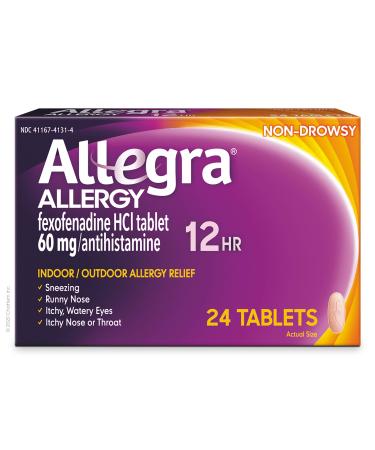 Allegra Adult Non-Drowsy Antihistamine Tablets for 12-Hour Allergy Relief 60 mg 24 Count