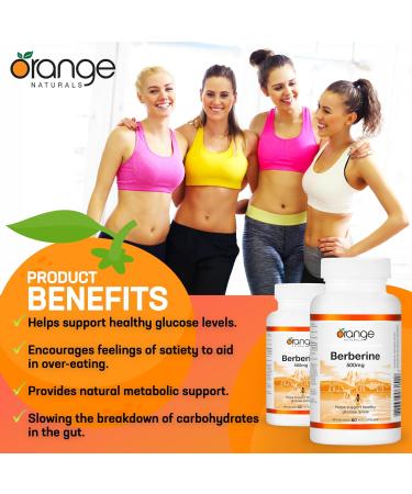 Orange Naturals Berberine 500mg - 60 Vegetarian Capsules - Berberine Supplement - Berberine HCL - Natural Metabolic Support - Buy Online on GoSupps.com