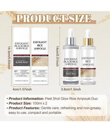 Peel Shot Glow Rice Ampoule Duo Exfoliant White & Black Rice Ampoule Glow Rice Duo Ampoule Set Sanfte Exfoliation Reis Ampulle Serum f r Gesicht & K rper 2 * 100ml A Blanc - Buy Online on GoSupps.com