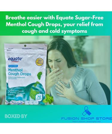 Equate Sugar Free Menthol Cough Drops- 70ct (1 Pack) Set with Fusion Shop Store Box (1) Small - Buy Online on GoSupps.com