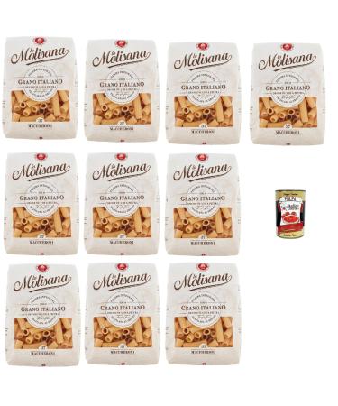 Italian Gourmet E.R. La Molisana Maccheroni N. 37 Pasta Lenta Lavorazione Durum Wheat Semolina Pasta 500g + Pulp Italian Gourmet Pulp 400g Pack of 10