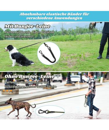 Aystkniet Bungee Dog Drag Line - 3m 5m 10m 15m 20m 30m | Shock-Absorbing Leash with Padded Handle & Reflective Threads for Medium Large Dogs - Army Green - Buy Online on GoSupps.com