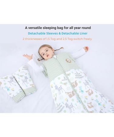 Chilsuessy Toddler Sleeping Bag 2.5 Tog/Dream Forest 120cm - Winter Wearable Blanket for Kids, Adjustable Length, Removable Sleeves - Boys Girls 3-6 Years - Buy Online on GoSupps.com