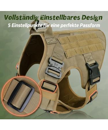 Rabbitgoo No Pull Dog Harness for Medium & Large Dogs - Tactical Vest with Handle & Metal Buckle Adjustable Padded Dog Vest for XL Brown - Premium Military Safety Design - Buy Online on GoSupps.com