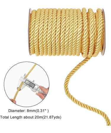 PandaHall 8mm Gold Twisted Cord Trim - 20 Yards Silk Rope for Curtain Tieback, Upholstery, Graduation Honor Cord, Christmas Garland - Buy Online on GoSupps.com