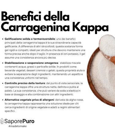 SaporePuro Carragh nane Kappa en Poudre 1000 g Sans Gluten G lifiant et Stabilisant pour Pr parations Sal es Viandes Gel es et Desserts - Buy Online on GoSupps.com