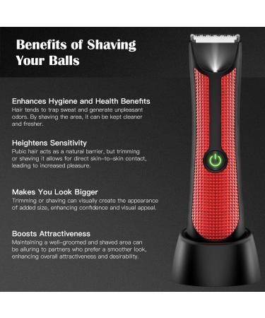 Vexloria Ball Trimmer Men - Electric Groin & Body Hair Groomer with Ceramic Blade, Wet/Dry Shaver, LED Light - Red - Buy Online on GoSupps.com