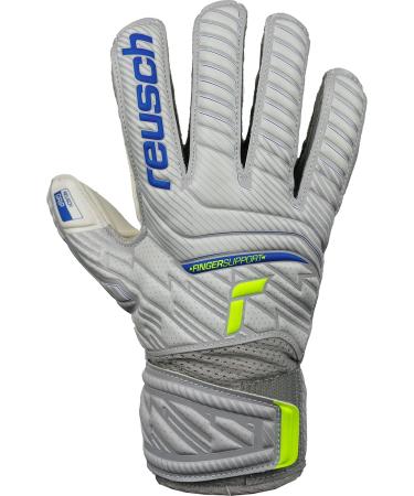 Reusch Boys Attract Finger Support Goalkeeper Gloves | Junior Unisex Football Gloves with Grip - Gray/Yellow (Ages 7.5) - Perfect for All Field Surfaces - Buy Online on GoSupps.com