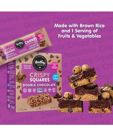Healthy Crunch Rice Crispy Squares - Double Chocolate Flavor 6 Units x 132g Nut-Free Snacks for Adults and Kids - Perfect Rice Krispies Squares Snack Food - Ideal for Lunchboxes and On-the-Go Treats - Buy Online on GoSupps.com
