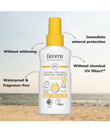 lavera Sun Lotion Sensitive SPF 30 - mineral instant protection - WITHOUT whitening - waterproof - vegan - natural cosmetics - 100 ml - Buy Online on GoSupps.com