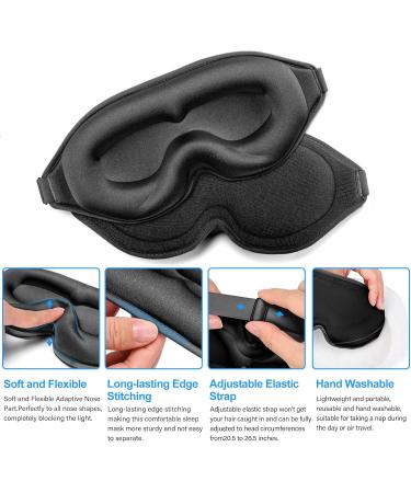Buy 3D Contoured Sleep Eye Mask for Men & Women - Adjustable Light Block Soft Comfort - Ideal for Travel - L-Black - Buy Online on GoSupps.com