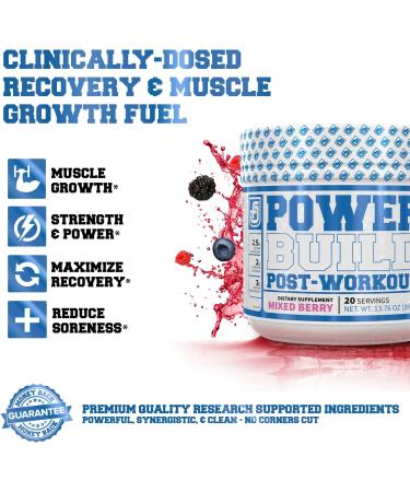 POWERBUILD Post Workout Recovery Supplement - Muscle Growth & Strength Boost - Creatine, Glutamine & More - Mixed Berry Blast 13.76 Oz - Buy Online on GoSupps.com