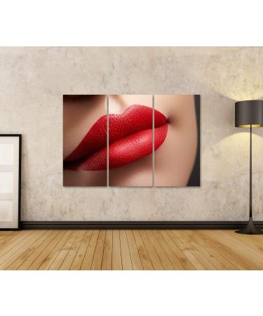 islandburner Image on Canvas Cosmetics Makeup Gloss Lipstick On Lips Closeup of Beautiful Female Mouth with Red and Pink Lip Makeup Part Of Face Wall Living Room Home Office Poster Images GBEN-3Px - Buy Online on GoSupps.com
