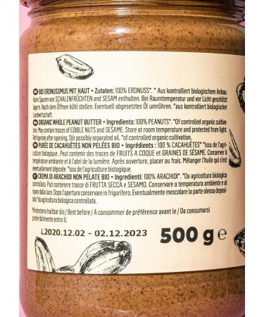KoRo - Organic Peanut Butter with Skin 500g - Particularly Intense - 100% Roasted Peanuts - No Added Sugar - Buy Online on GoSupps.com