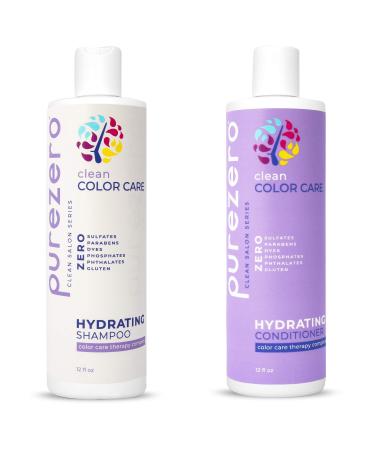 Purezero Clean Color Care Hydrating Shampoo & Conditioner Set - Toning  Balance for Color Treated Hair - Hydrate Dry Hair - Zero Sulfates  Parabens  Dyes - 100% Vegan & Cruelty Free