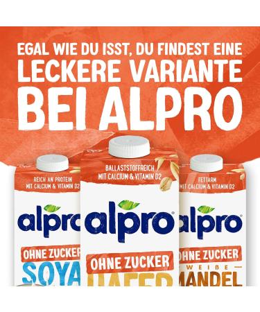 Alpro Oat Drink Without Sugar 8x1L - Vegan Lactose-Free High in Fiber Enriched with Calcium & Vitamins - Healthy Plant-Based Beverage - Buy Online on GoSupps.com