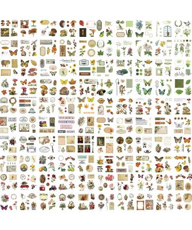 510PCS Vintage Floral Scrapbook Stickers Kit - Yellow Aesthetic Plants, Flowers, Butterflies, Mushrooms, Fall Leaves - Waterproof Transparent Stickers Set for Scrapbooking and Journaling - Buy Online on GoSupps.com