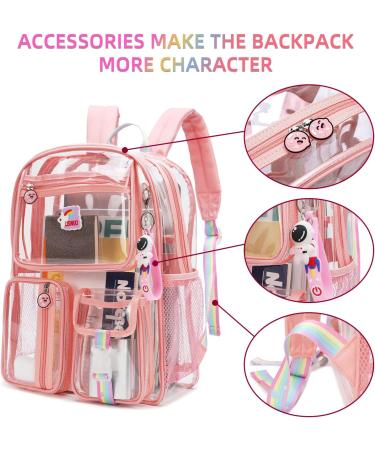 Clear Pink Backpack for Girls - LISINUO Transparent Book Bag for Women | Heavy Duty PVC Mesh, Cute Girls Bookbags - Buy Online on GoSupps.com