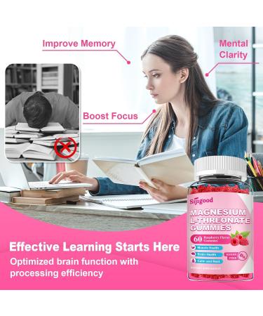 2 Pack Magnesium L-Threonate Gummies 1200MG, Magnesium Threonate Supplement for Kids & Adults, Support Cognitive Function, Brain & Nerves Health, Relaxation, Zzz, Raspberry Flavor, 120 Count 60 Count (Pack of 2) - Buy Online on GoSupps.com