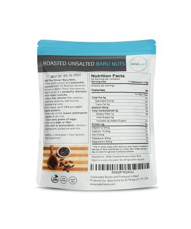 Organic Baru Nuts: 12oz Resealable Bag | Roasted, Unsalted, Non-GMO, Gluten Free | Delicious & Healthy Crunchy Snack - Buy Online on GoSupps.com
