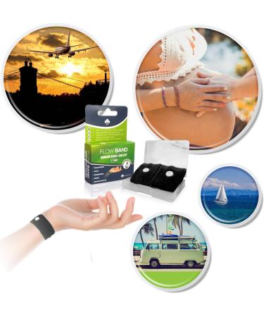Sanicos Flow Band - High-Quality Acupressure Bracelet for Nausea Relief | Effective Against Morning Sickness Seasickness & Travel Sickness - Black - Buy Online on GoSupps.com