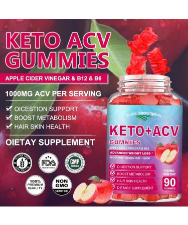 90 CT Keto Apple Cider Vinegar Gummies - Organic ACV Diet Supplement with Folic Acid B12 & Beet Root - Boost Energy & Wellness - 1000MG for Men & Women - Buy Online on GoSupps.com