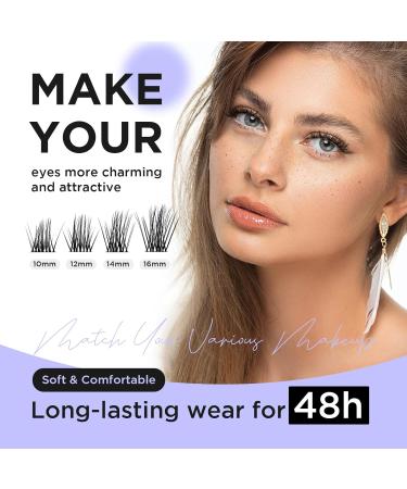 Beyelian C Curl Cluster Eyelashes - 48 PCs 0.07mm 14mm DIY Individual Lashes | Luxury Super Thin Black Band - Buy Online on GoSupps.com