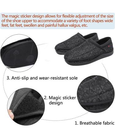 Diabetic Shoes & Edema Footwear | Adjustable Slippers for Swollen Feet - Comfort & Support | Black 11.5 Men - Buy Online on GoSupps.com