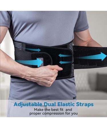 Back Brace with 6 Stays for Lower Back Support - Adjustable Lumbar Decompression Belt for Herniated Disc & Sciatica - Black Medium Size - Buy Online on GoSupps.com