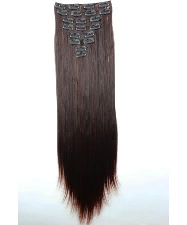 CAISHA by PRETTYSHOP XXL 24 Straight Dark Brown Mix Clip In Hair Extensions - 8 Pieces Set (#2T33 CES23) - Buy Online on GoSupps.com