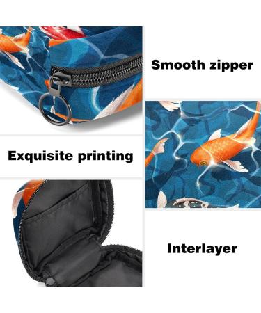 Menstrual Pad Bag with Zipper | Stylish Koi Fish Women's Pouch for Tampons & Napkins | Perfect Travel Accessory - Buy Online on GoSupps.com