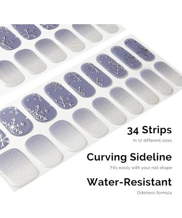 NAILOG Semi Cured Gel Nail Strips 34 pcs Salon-Quality Gel Nail Stickers Long Lasting Nail Wraps for Women with Soft Gel Finish Vintage Print & Silver Glitter (Snow Rain) - Buy Online on GoSupps.com
