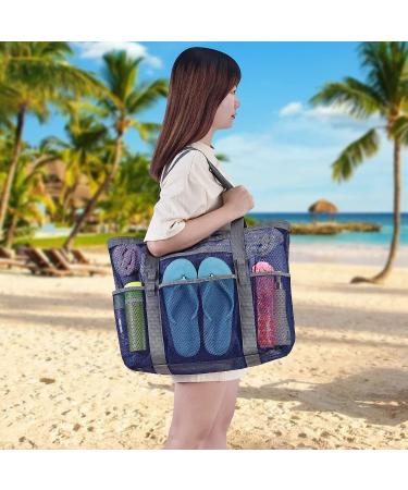 Extra Large Beach Bag with Multiple Pockets - Ideal Family Vacation Tote Bag for Beach Accessories - Blue - Buy Online on GoSupps.com