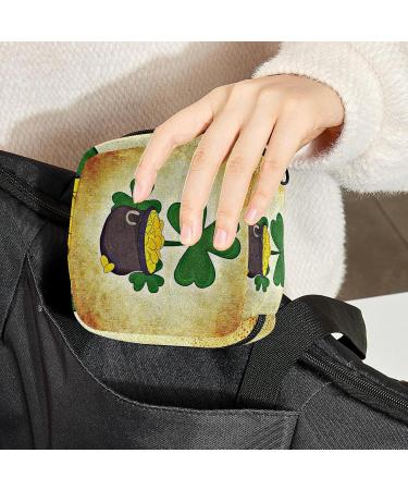 Menstrual Bag with Zipper for Women & Girls - Irish St. Patrick's Day Clover Design | Eco-Friendly & Stylish Travel Storage - Buy Online on GoSupps.com