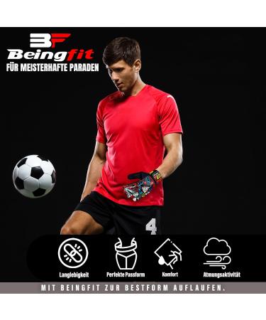 High Protection Being Fit Goalkeeper Gloves for Kids | 4mm Latex Football Gloves Size 4 (Ages 6-9) - Unique Blue Design - Buy Online on GoSupps.com