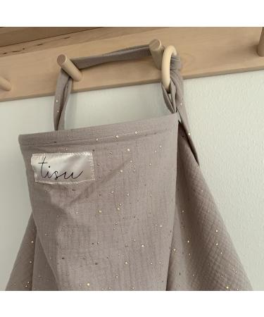 Nursing Cover for Baby Breastfeeding & Pumping | Multi Use Car Seat Stroller Cover | Breathable Soft Organic Muslin Cotton | Breast Feeding Apron & Shawl | Pastel Colors by TISU (Taupe Beige)