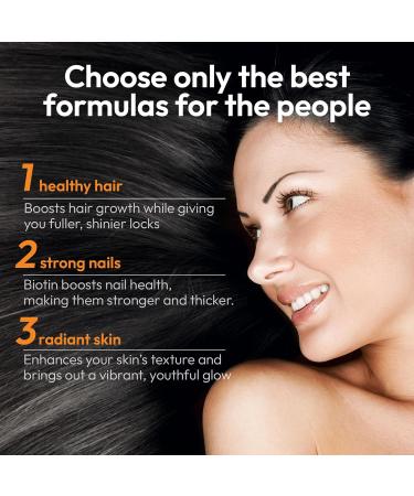 Biotin 10000 mcg with Zinc Vitamin C & Calcium Pantothenate Supports Healthy Hair Growth Strong Nails & Glowing Skin for Women & Men | Made in The USA | 60 Vegan Capsules (2 Months Supply) 6 Count (Pack of 10) New Version - Buy Online on GoSupps.com